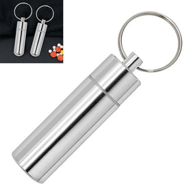 Keychain Medicine Box Portable Waterproof Elderly First Aid Pill Case Aluminum Alloy Health Care for Traveling Camping