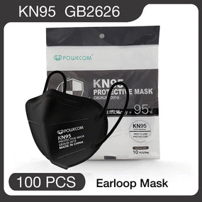 New Powecom Black FFP2 KN95 Mask Filter Face Masks 5 Layer Anti-Pollution Protective Dust Filter Safety Mask GB2626-2019