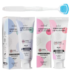 Tongue Coating Cleaning Gel Oral Care Fresh Breath Tongue Scraper Toothbrush Two-in-One Brush Gel Paste Gentle Natural Whitening