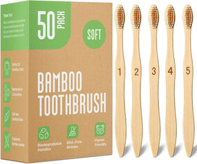 Biodegradable bamboo toothbrush 10 packs, environmentally friendly, compostable natural wooden toothbrush